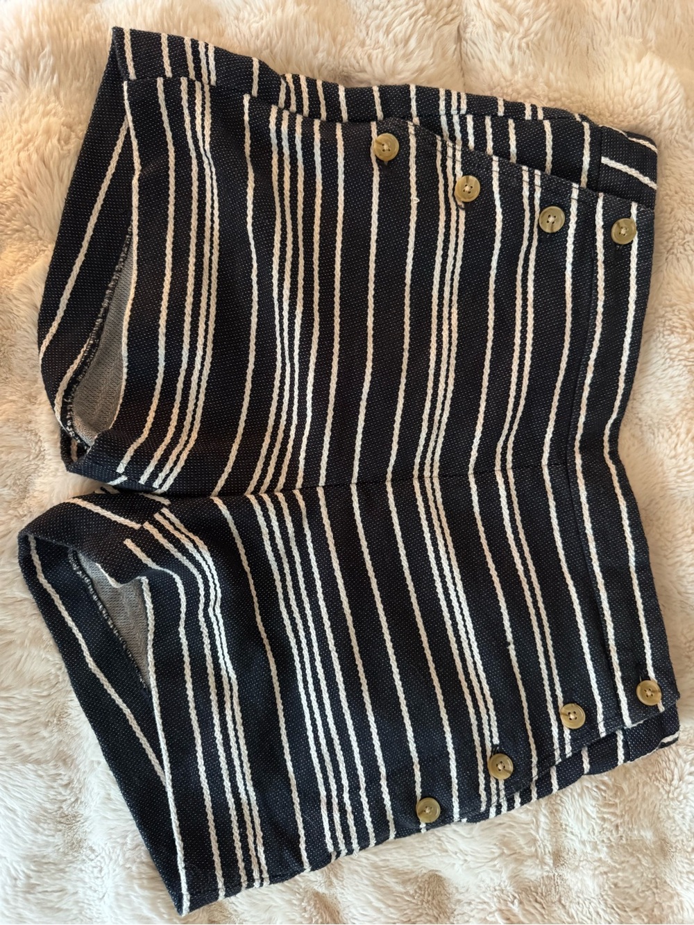 Banana Republic Black and White Striped Button-Accent Women’s Shorts
